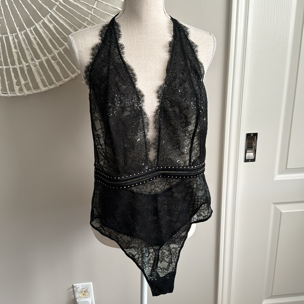 Victoria's Secret Black Lace Bodysuit